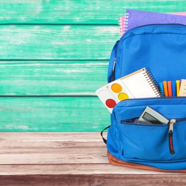 School supplies backpack