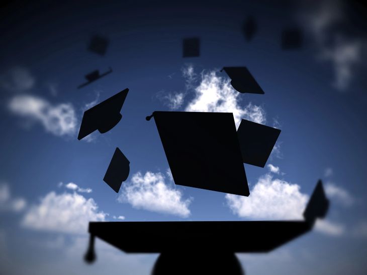 Graduation celebration silhouette